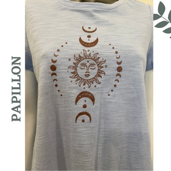 Sun & Moon Phases Short Sleeve Tee Papillon  | Relaxed Fit | Boho Celestial XS - Picture 5 of 6